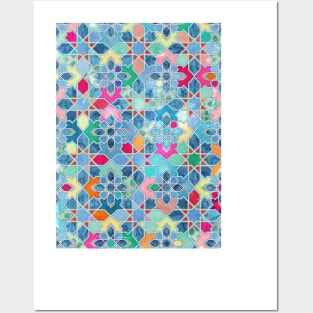 Pretty Pastel Moroccan Tile Mosaic Pattern Posters and Art